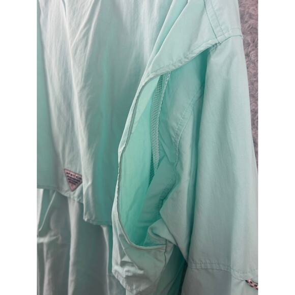 Columbia PFG Omni-Shade Fishing Shirt Long Sleeve Button Up Teal Size L - Picture 2 of 10